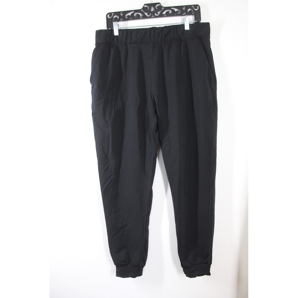 Woolx L Black Merino Wool Blend Joggers Tapered Sweatpants Pockets